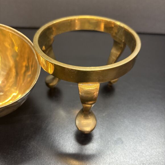 Enameled Cloisonne Brass Egg Trinket Box with Brass Stand - Picture 11 of 12